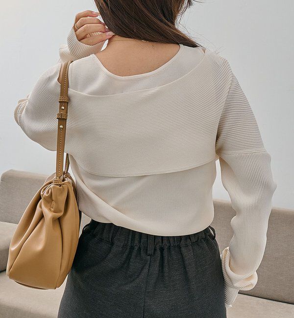  「オフショルクロスレイヤードニット」|ニット・セーター|