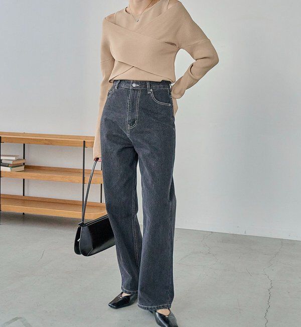  「オフショルクロスレイヤードニット」|ニット・セーター|