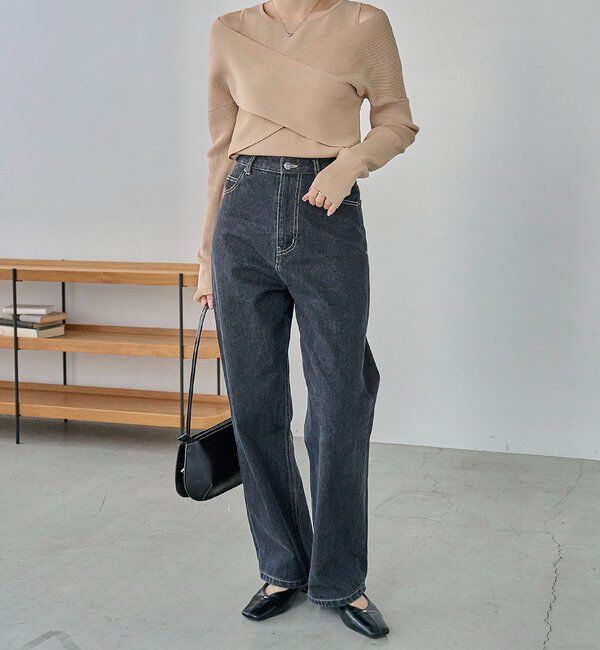  「オフショルクロスレイヤードニット」|ニット・セーター|