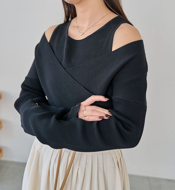  「オフショルクロスレイヤードニット」|ニット・セーター|