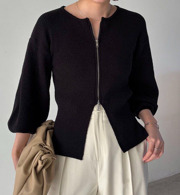  「スラブジップパフカーディガン」|カーディガン|