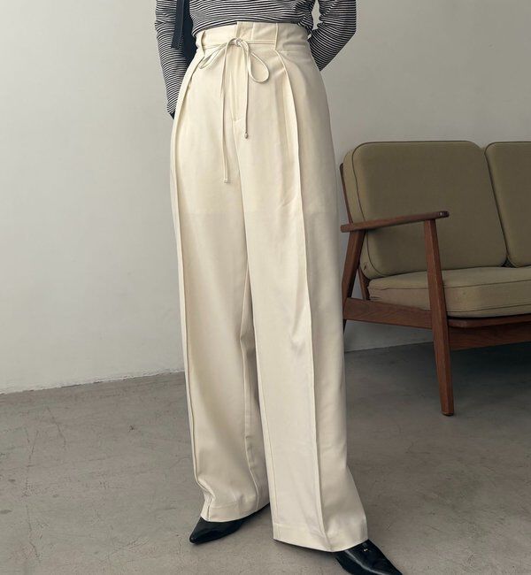  「【低身長サイズあり】ピンタックリボンパンツ」|チノ|