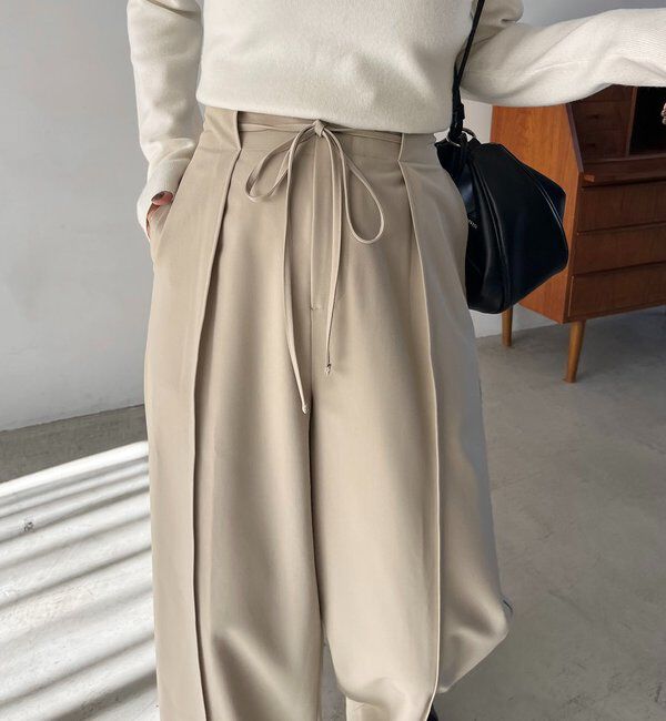  「【低身長サイズあり】ピンタックリボンパンツ」|チノ|