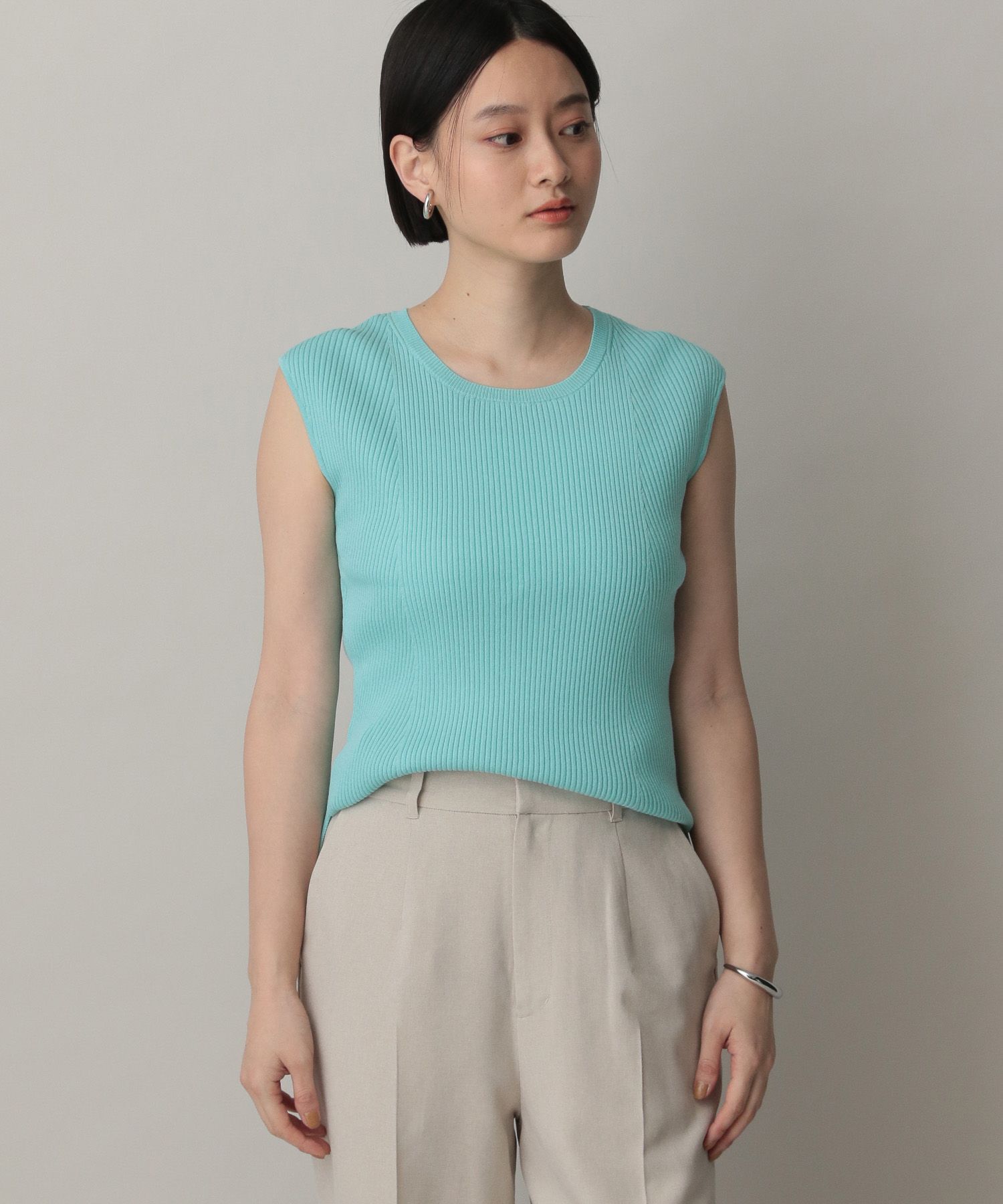 A part by 「アセテートニットタンクノースリーブ」|ニット・セーター|ライトブルー