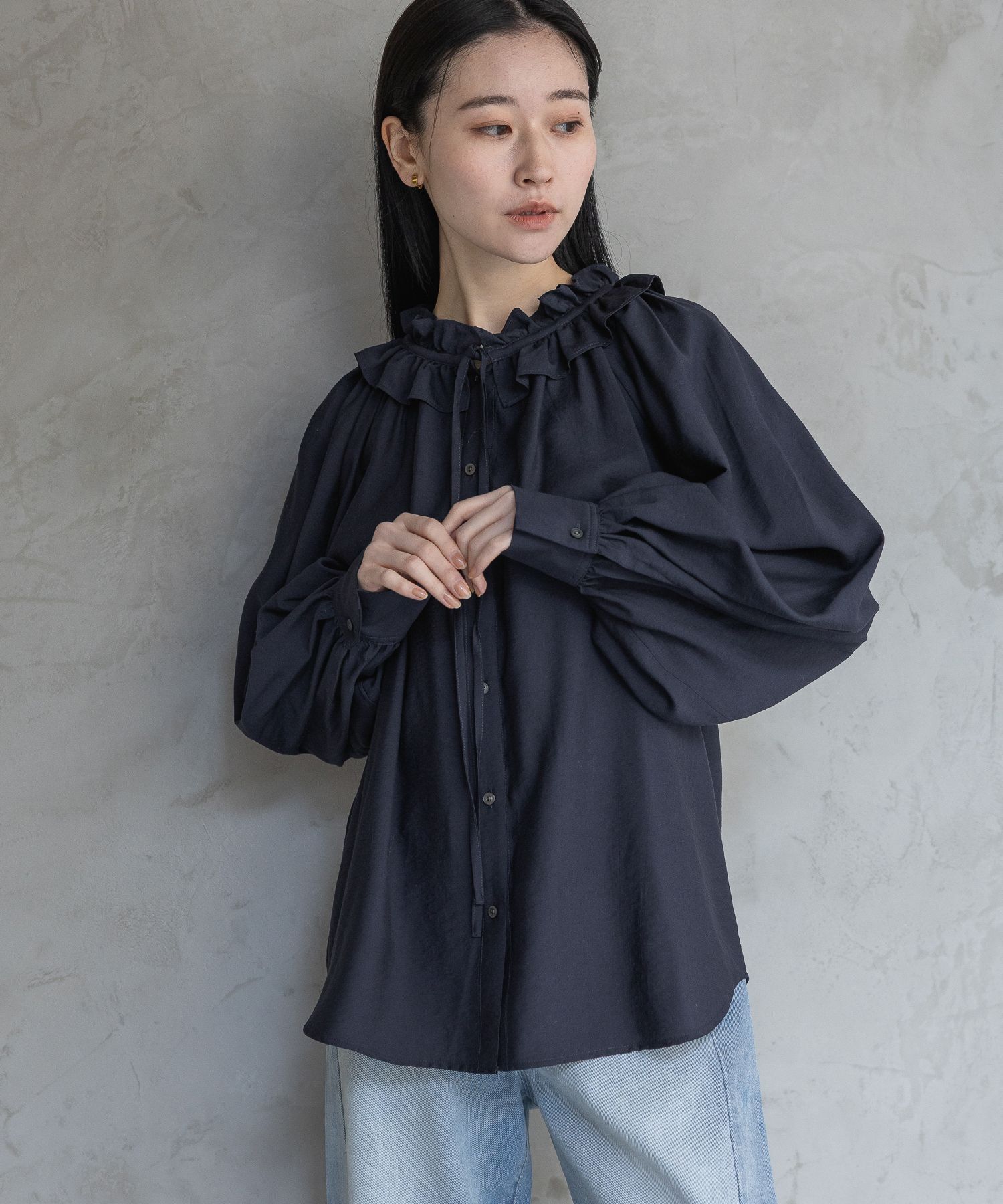 A part by 「フリルボウタイブラウス」|シャツ・ブラウス|ネイビー