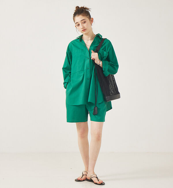Rouge vif「シャツ&times;ショートパンツセットアップ」|シャツ・ブラウス|グリーン