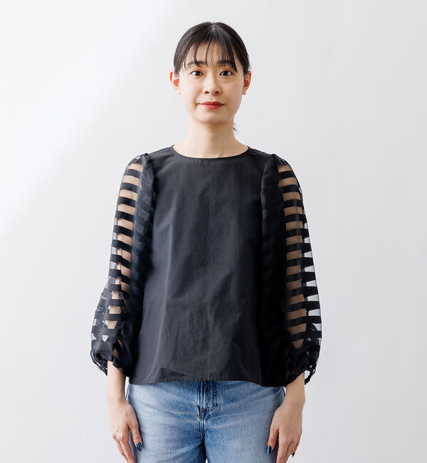 Rouge vif「シアーボーダースリーブブラウス」|シャツ・ブラウス|