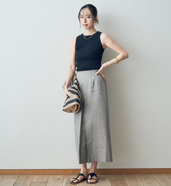 Rouge vif「ラメリネンスリットスカート」|スカート|