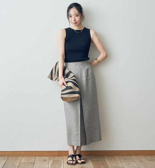 Rouge vif「ラメリネンスリットスカート」|スカート|