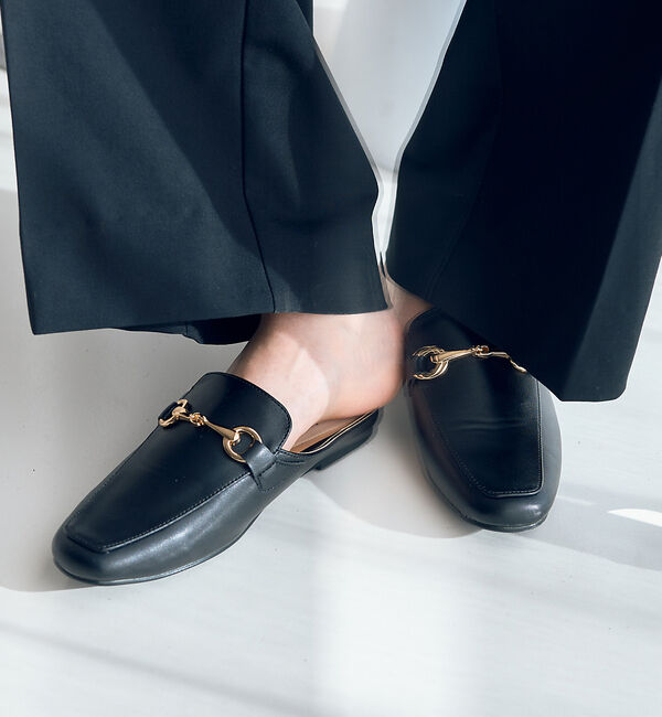 Rouge vif「【一部店舗限定】ビット付きスリッポンローファー」|ローファー|ブラック