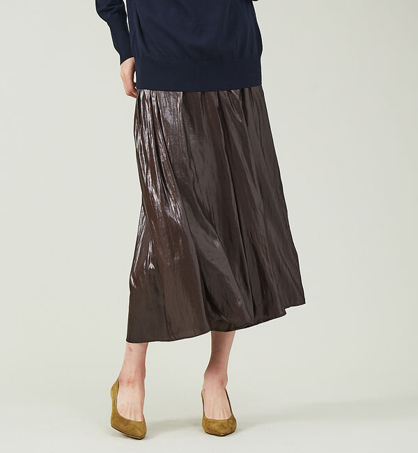 qualite「【セットアップ対応】グロッシーサテンドレープパンツ」|その他|ブラウン