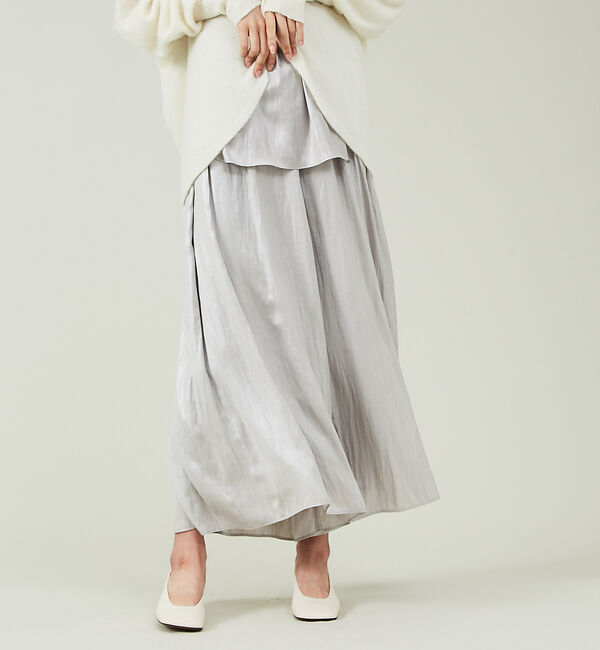 qualite「【セットアップ対応】グロッシーサテンドレープパンツ」|その他|グレージュ