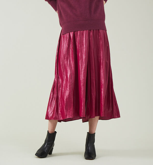 qualite「【セットアップ対応】グロッシーサテンドレープパンツ」|その他|パープル