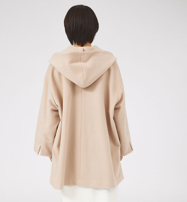 qualite「フーディーコート」|ノーカラーコート|