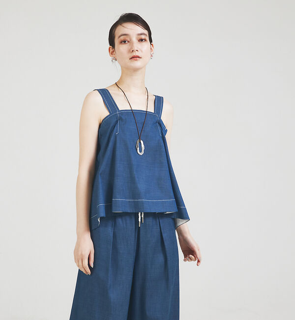 qualite「【セットップ対応】リヨセルデニムベアトップ」|Tシャツ・カットソー|