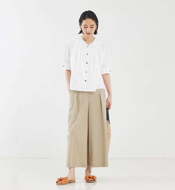 qualite「Vネックタックシャツ」|シャツ・ブラウス|