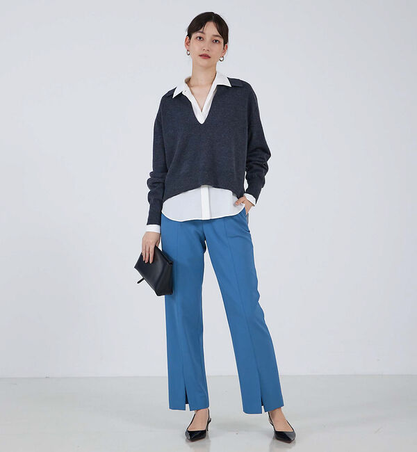 qualite「シャツカラーニットプルオーバー」|ニット・セーター|