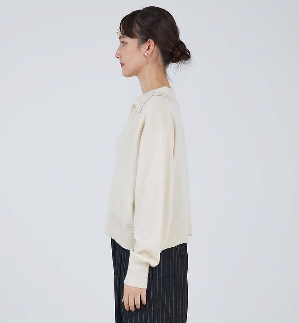 qualite「シャツカラーニットプルオーバー」|ニット・セーター|