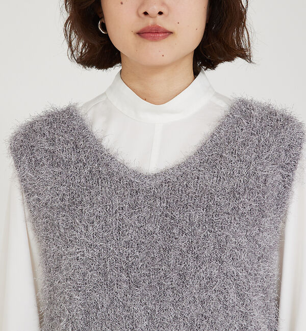 qualite「ラメシャギーニットベスト」|ベスト・ジレ|