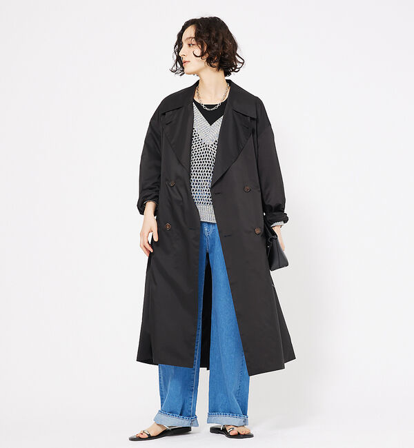 qualite「ライトタフタコート」|トレンチコート|ブラック
