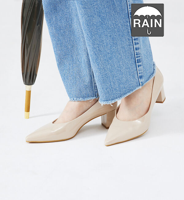 AU BANNISTER「【生活防水】ポインテッドパンプス」|レインシューズ|ベージュ