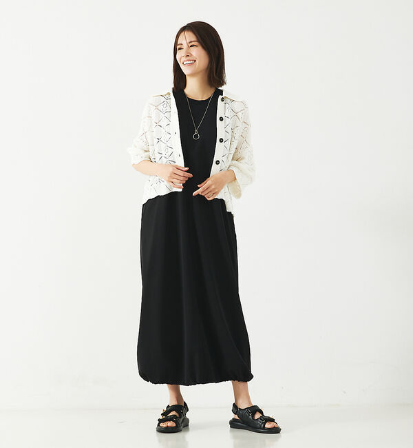 abahouse mavie「【大人のいちまんワンピ】ナイロンストレッチバルーンワンピ」|ワンピース|