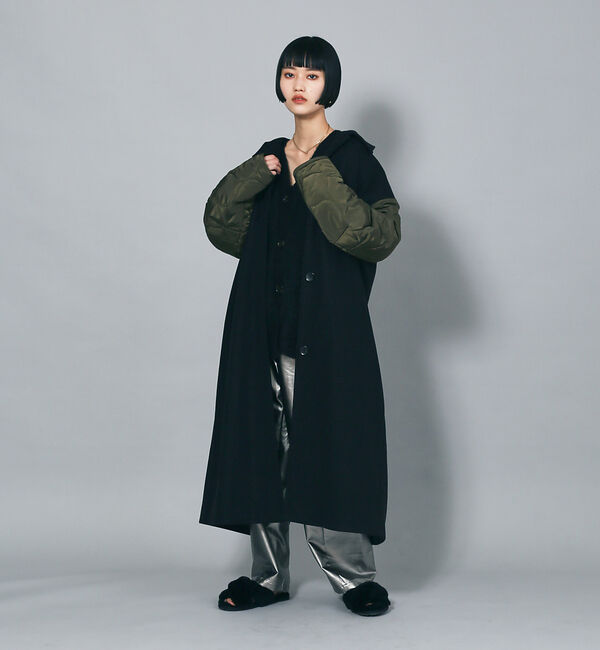 NOMINE「袖キルティングステンカラーコート」|ステンカラーコート|