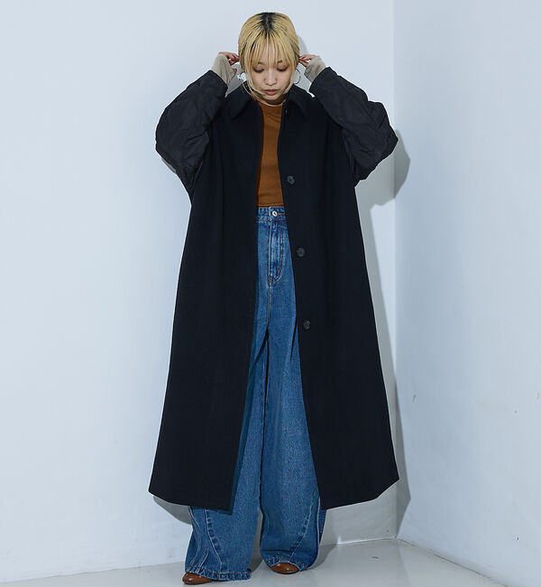 NOMINE「袖キルティングステンカラーコート」|ステンカラーコート|