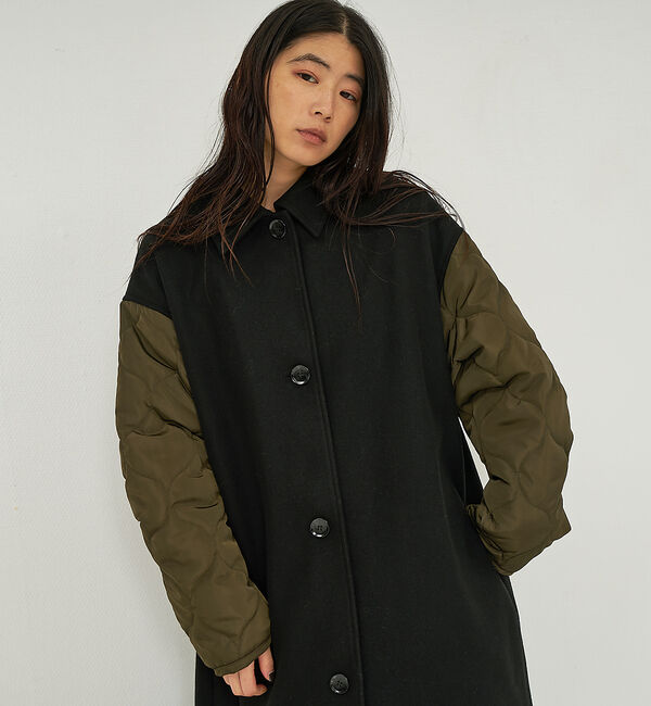 NOMINE「袖キルティングステンカラーコート」|ステンカラーコート|