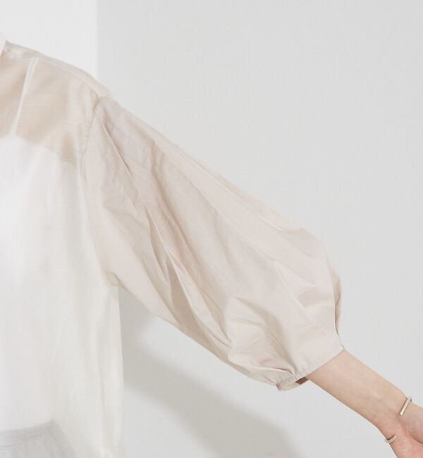 NOMINE「【セットアップ着用可】シアー コンビ5分袖 襟付きシャツ」|シャツ・ブラウス|
