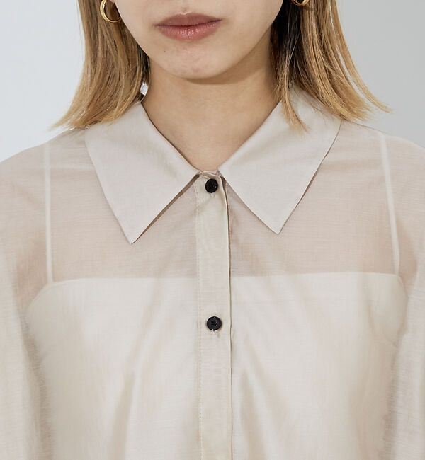 NOMINE「【セットアップ着用可】シアー コンビ5分袖 襟付きシャツ」|シャツ・ブラウス|