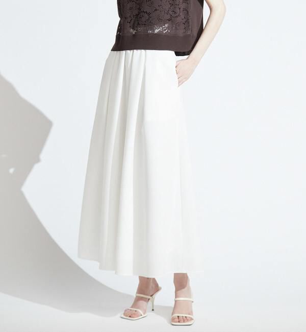 TIARA「タックフレアロングスカート」|スカート|ホワイト