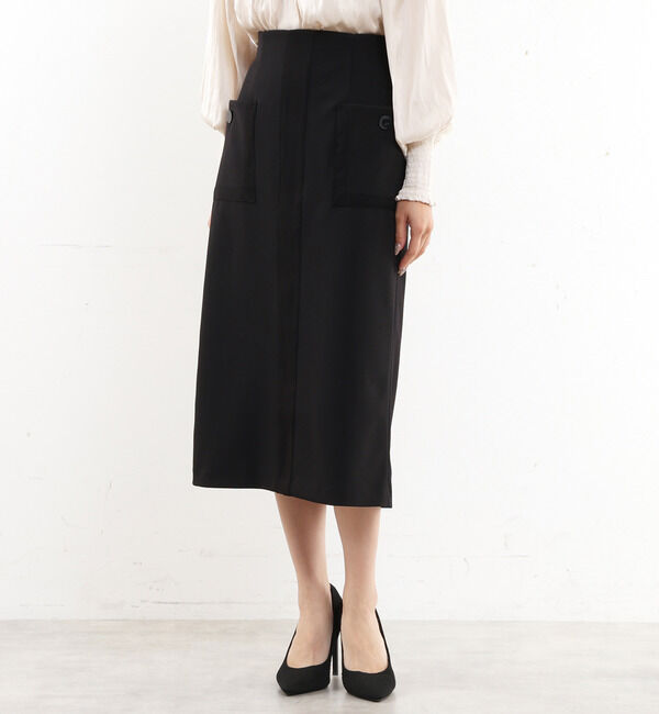 TIARA「バイカラータイトスカート」|スカート|ブラック