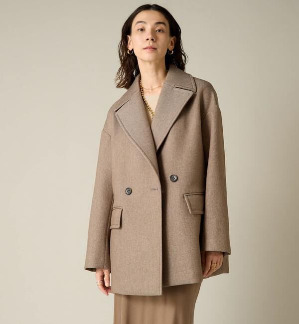 Liesse「ボンディングハーフPコート」|ピーコート|ベージュ