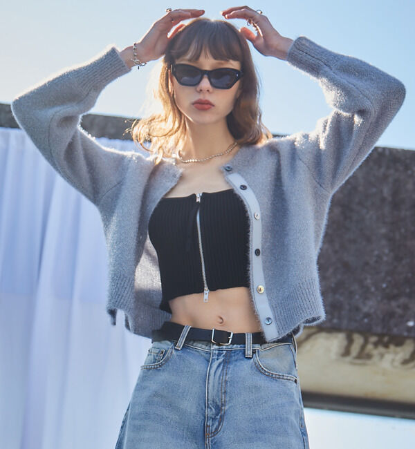 Soffitto「ジップ開きニットビスチェ」|ニット・セーター|ブラック