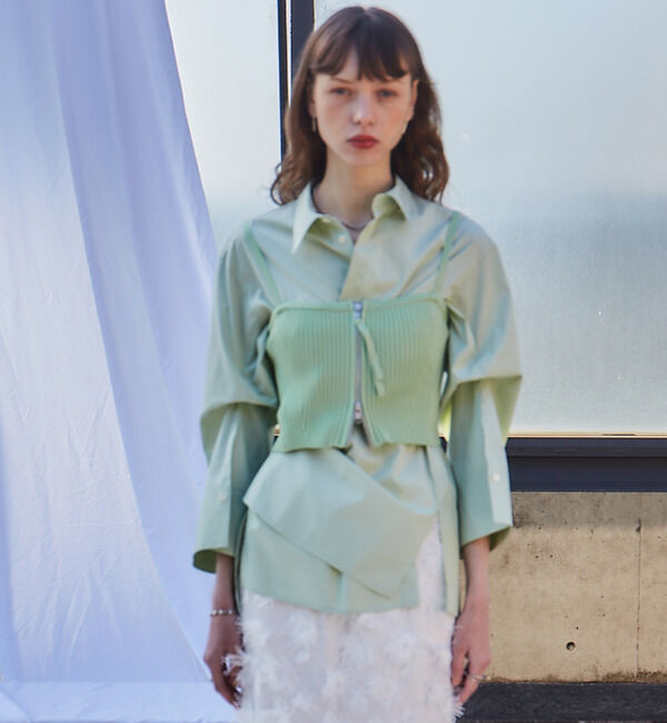 Soffitto「ジップ開きニットビスチェ」|ニット・セーター|ミント