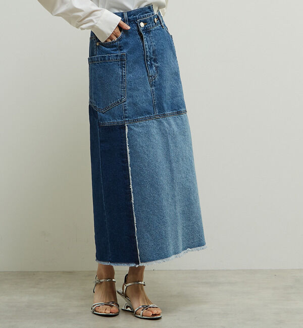 Soffitto「濃淡カラーミディー丈デニムスカート」|スカート|
