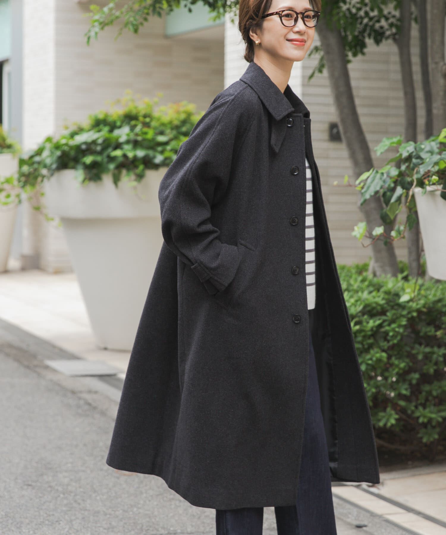 URBAN RESEARCH DOORS「ウール100バルマカーンコート」|ノーカラーコート|