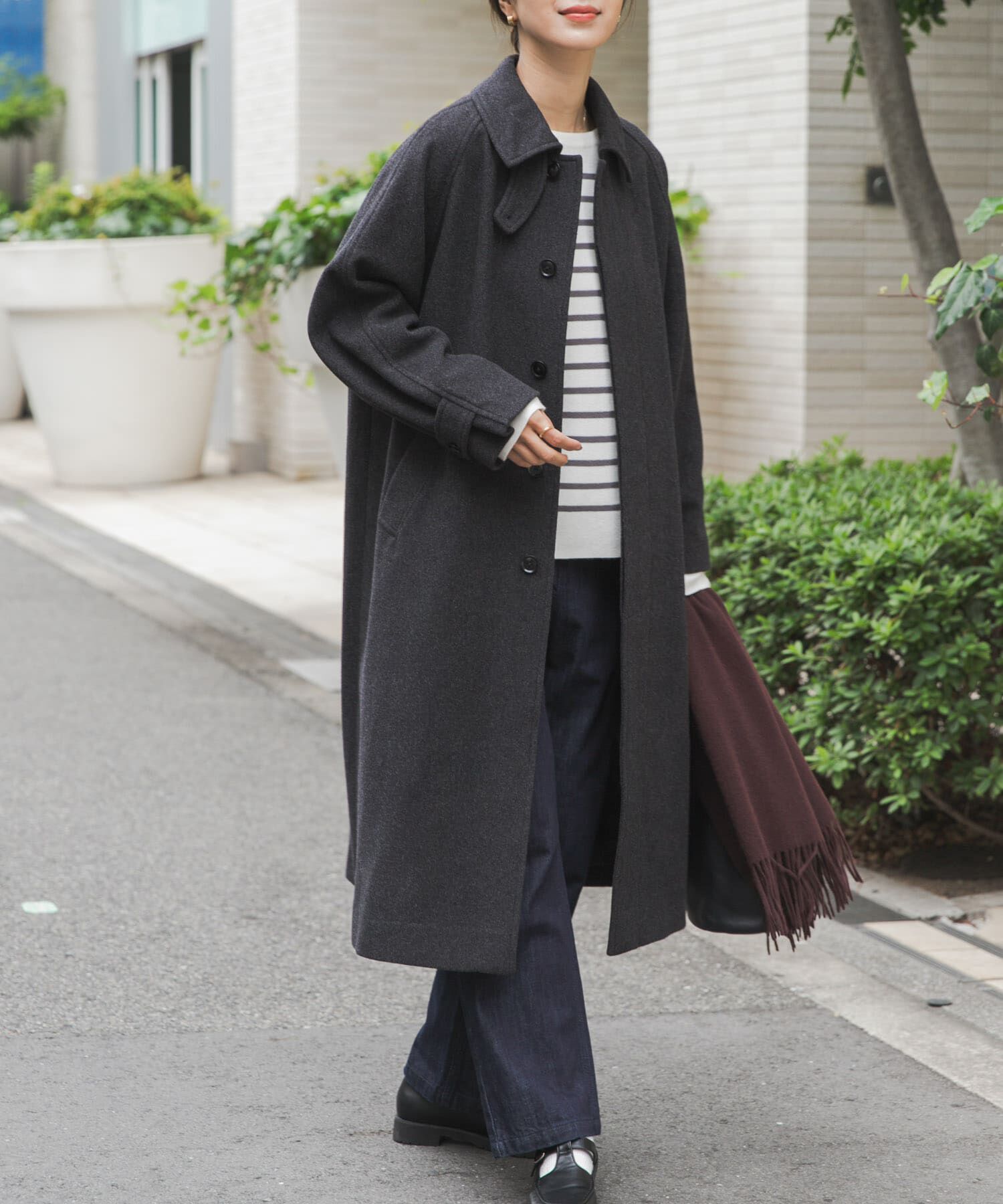 URBAN RESEARCH DOORS「ウール100バルマカーンコート」|ノーカラーコート|