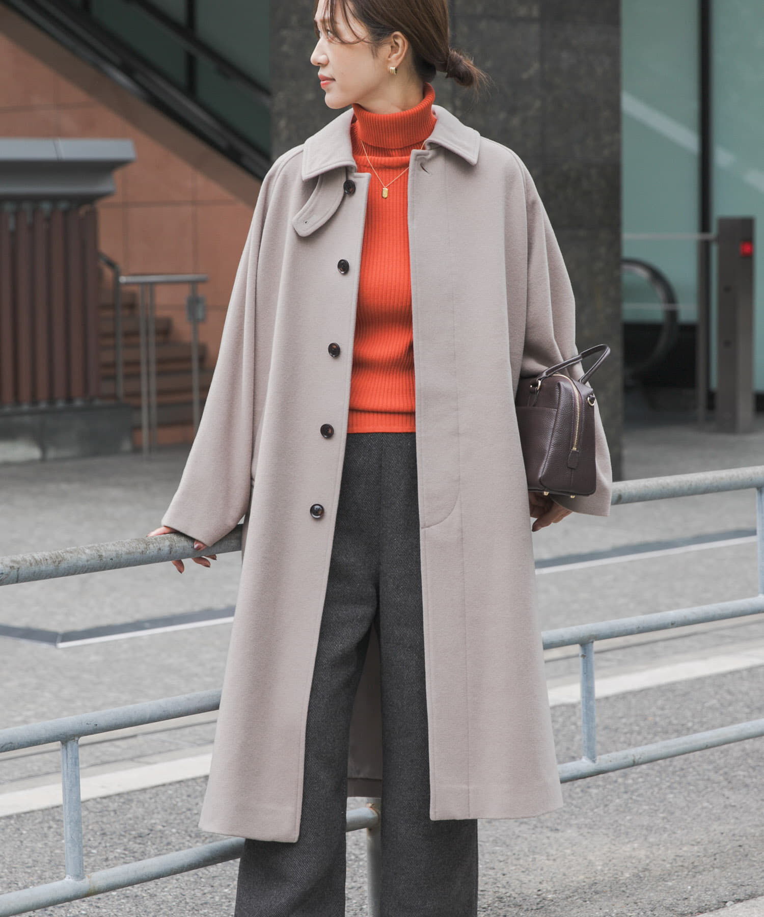 URBAN RESEARCH DOORS「ウール100バルマカーンコート」|ノーカラーコート|