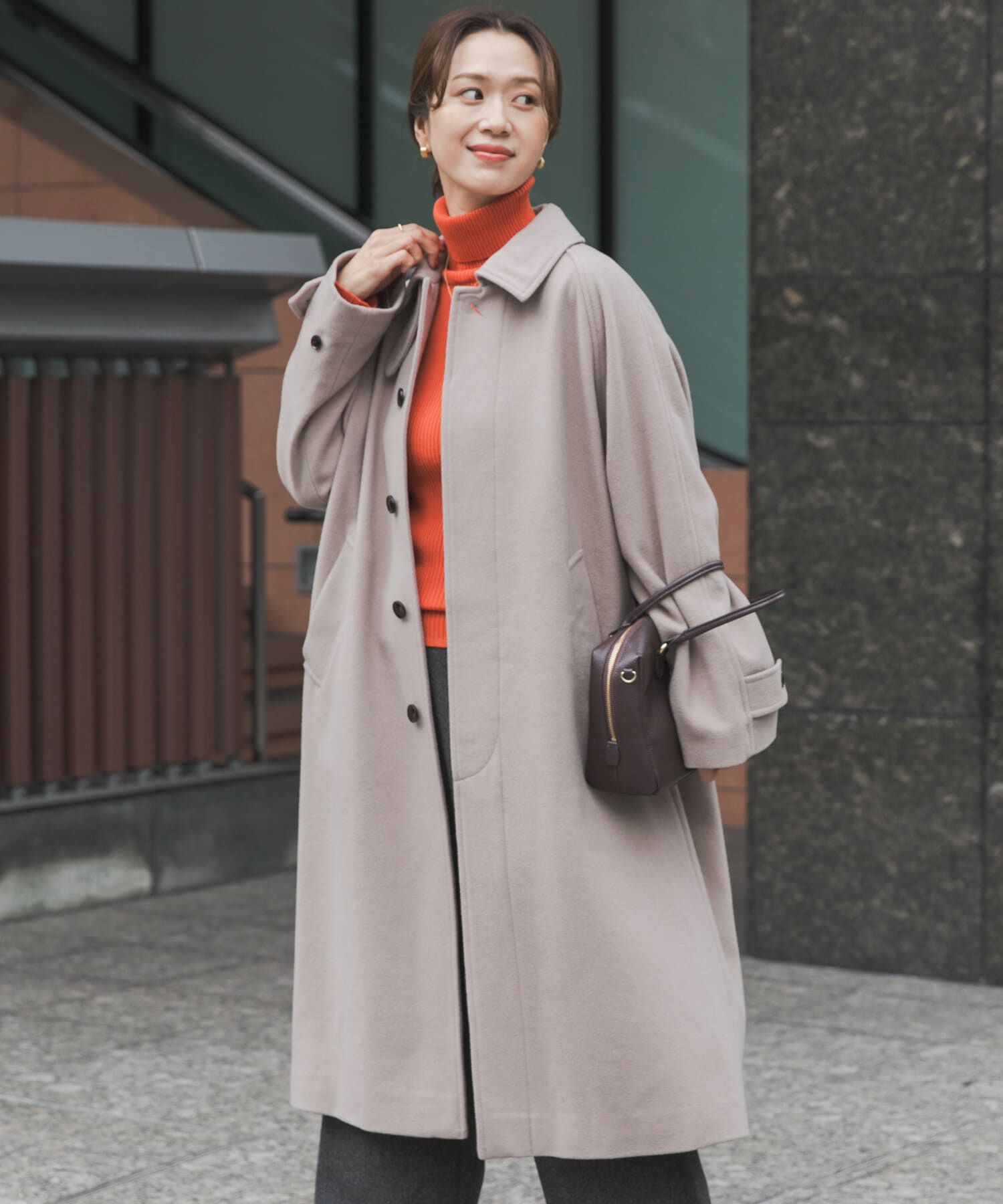 URBAN RESEARCH DOORS「ウール100バルマカーンコート」|ノーカラーコート|