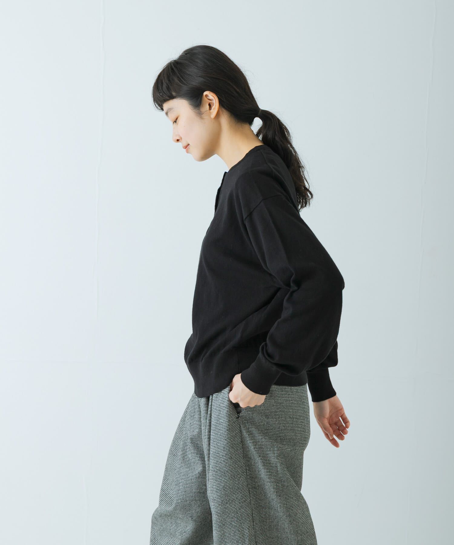 かぐれ「コットンカシミヤヘンリーネックニット」|ニット・セーター|