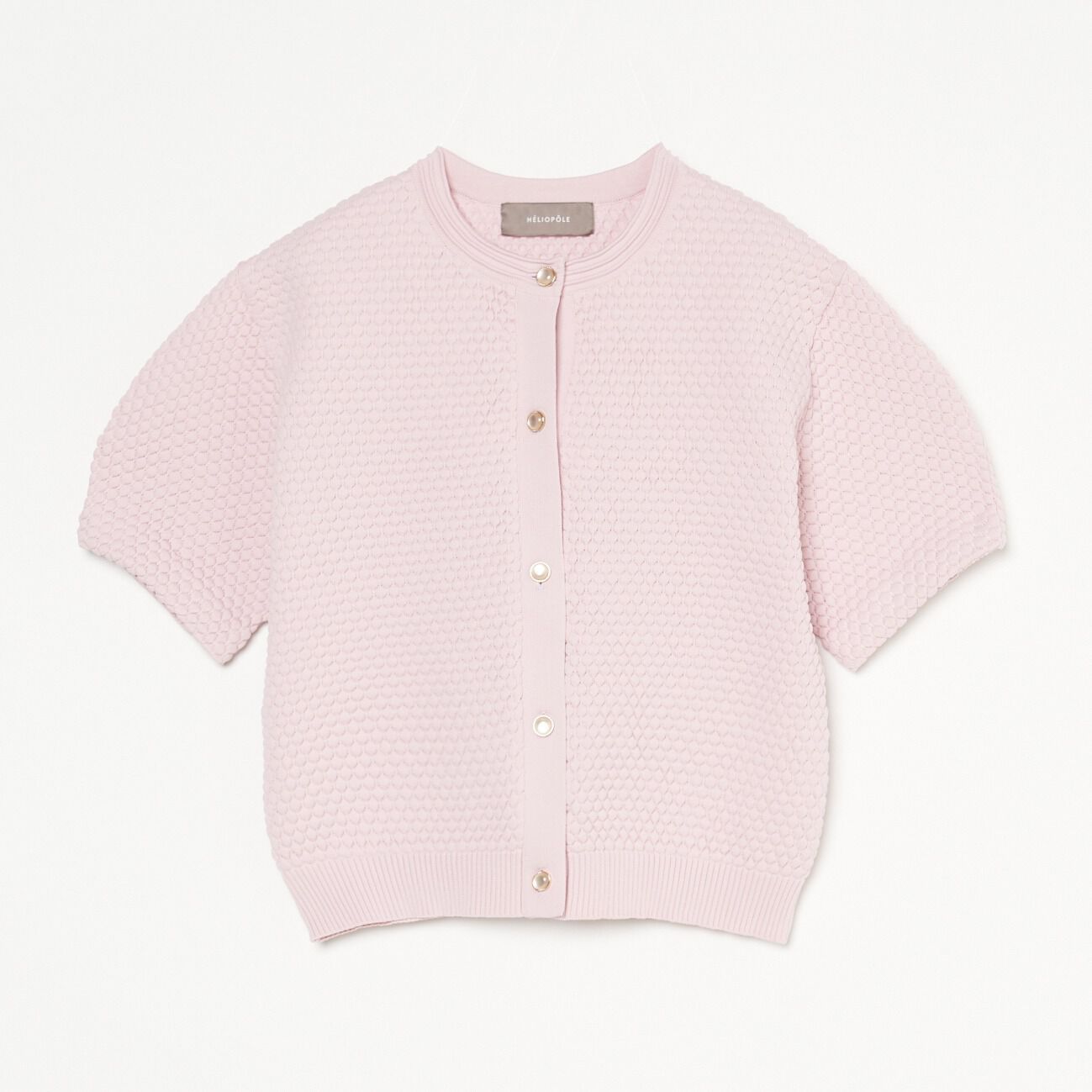 HELIOPOLE「HELIOPOLE POPCORN KNIT BIJOU BUTTON CARDIGAN」|ニット・セーター|ピンク