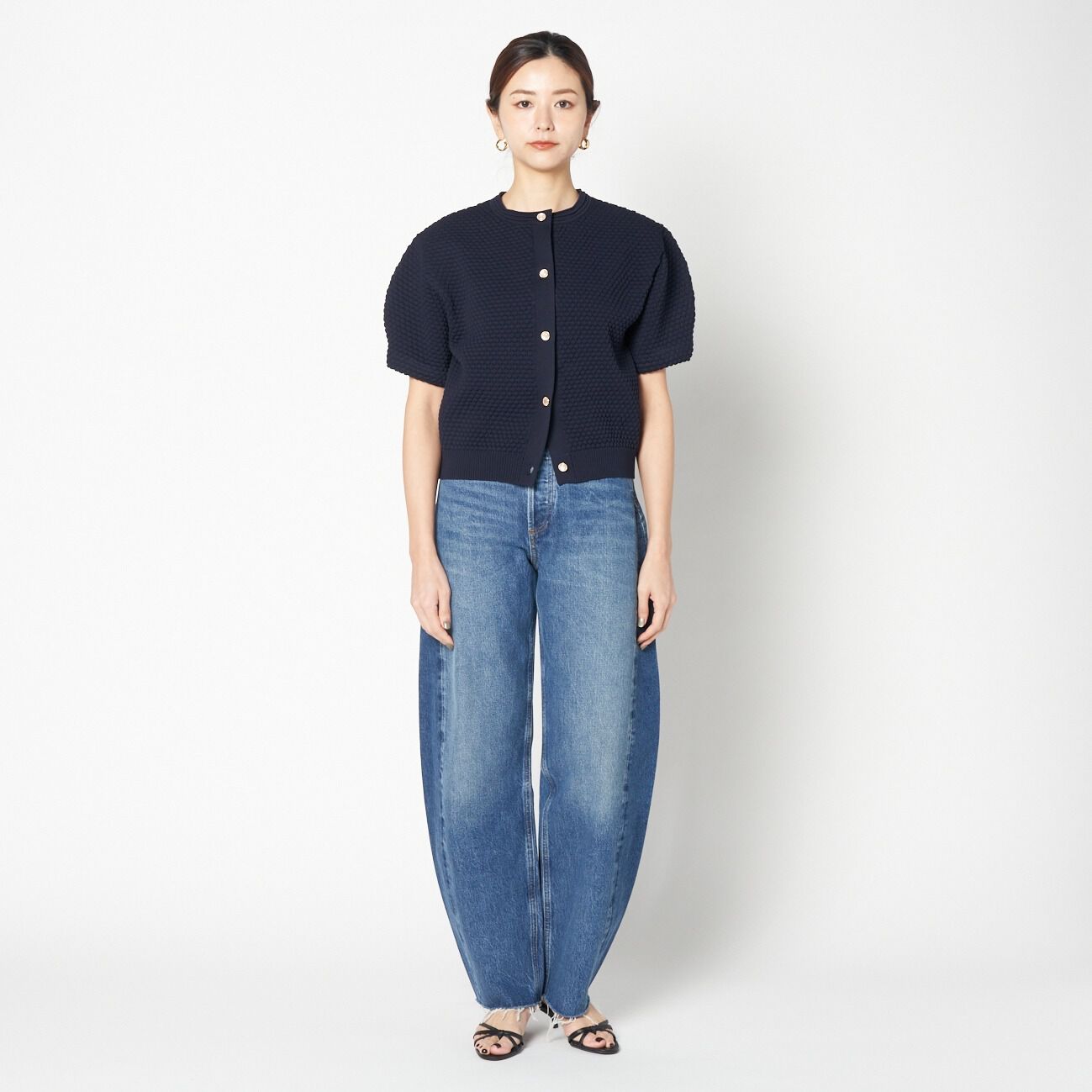 HELIOPOLE「HELIOPOLE POPCORN KNIT BIJOU BUTTON CARDIGAN」|ニット・セーター|