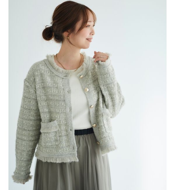 le.coeur blanc「ツイード調ラメニットジャケット」|その他|