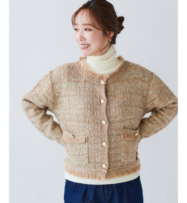 le.coeur blanc「ツイード調ラメニットジャケット」|その他|