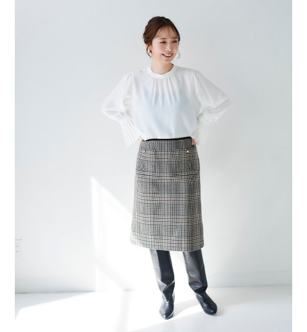 le.coeur blanc「チェックトラペーズスカート」|スカート|