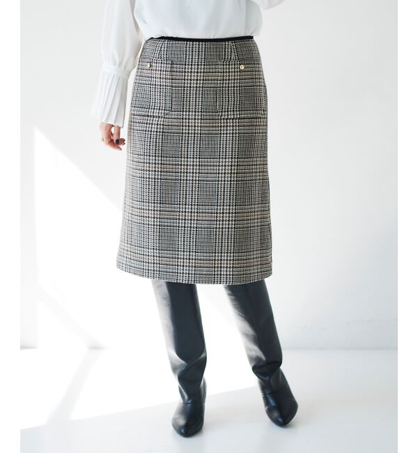 le.coeur blanc「チェックトラペーズスカート」|スカート|