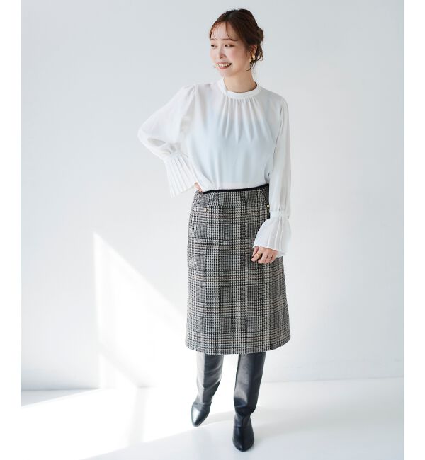 le.coeur blanc「チェックトラペーズスカート」|スカート|