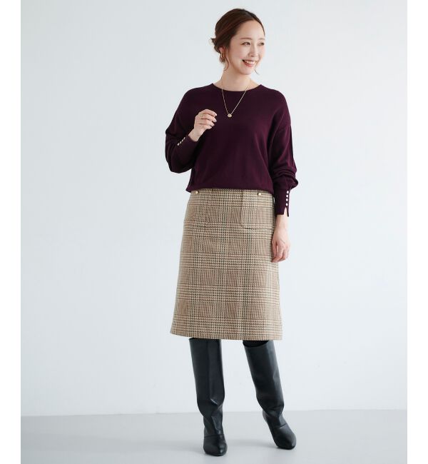 le.coeur blanc「チェックトラペーズスカート」|スカート|